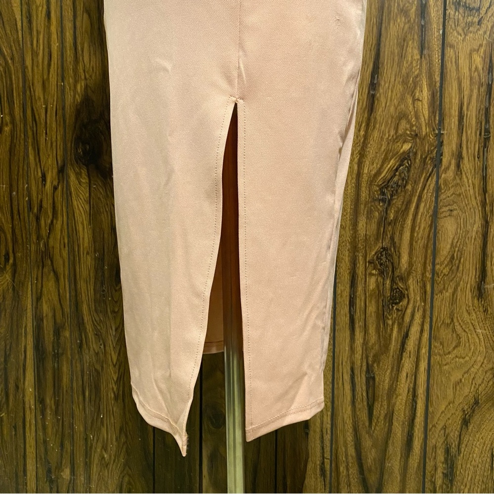 Nude One Shoulder Side Split Cocktail Party Bandage Dress - Picture 6 of 10